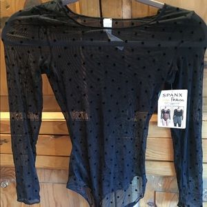 Women’s Black Polka Dot Sheer Bodysuit
